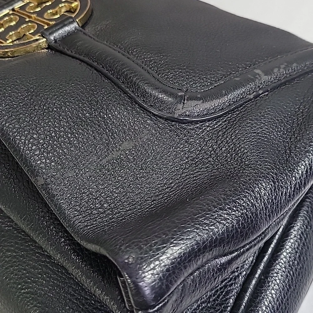 Tory Burch Black Leather Flap Crossbody Shoulder Bag